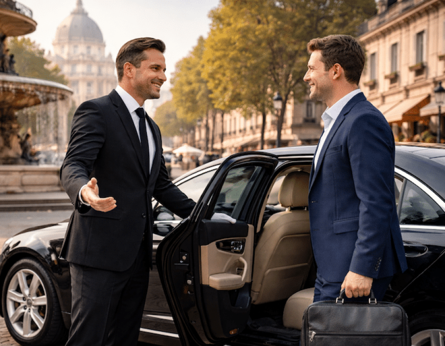 Chauffeur privé à Paris avec réservation en ligne, service ponctuel pour trajets professionnels et personnels.